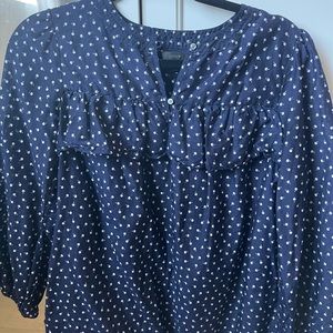 J. Crew cotton blue and white blouse